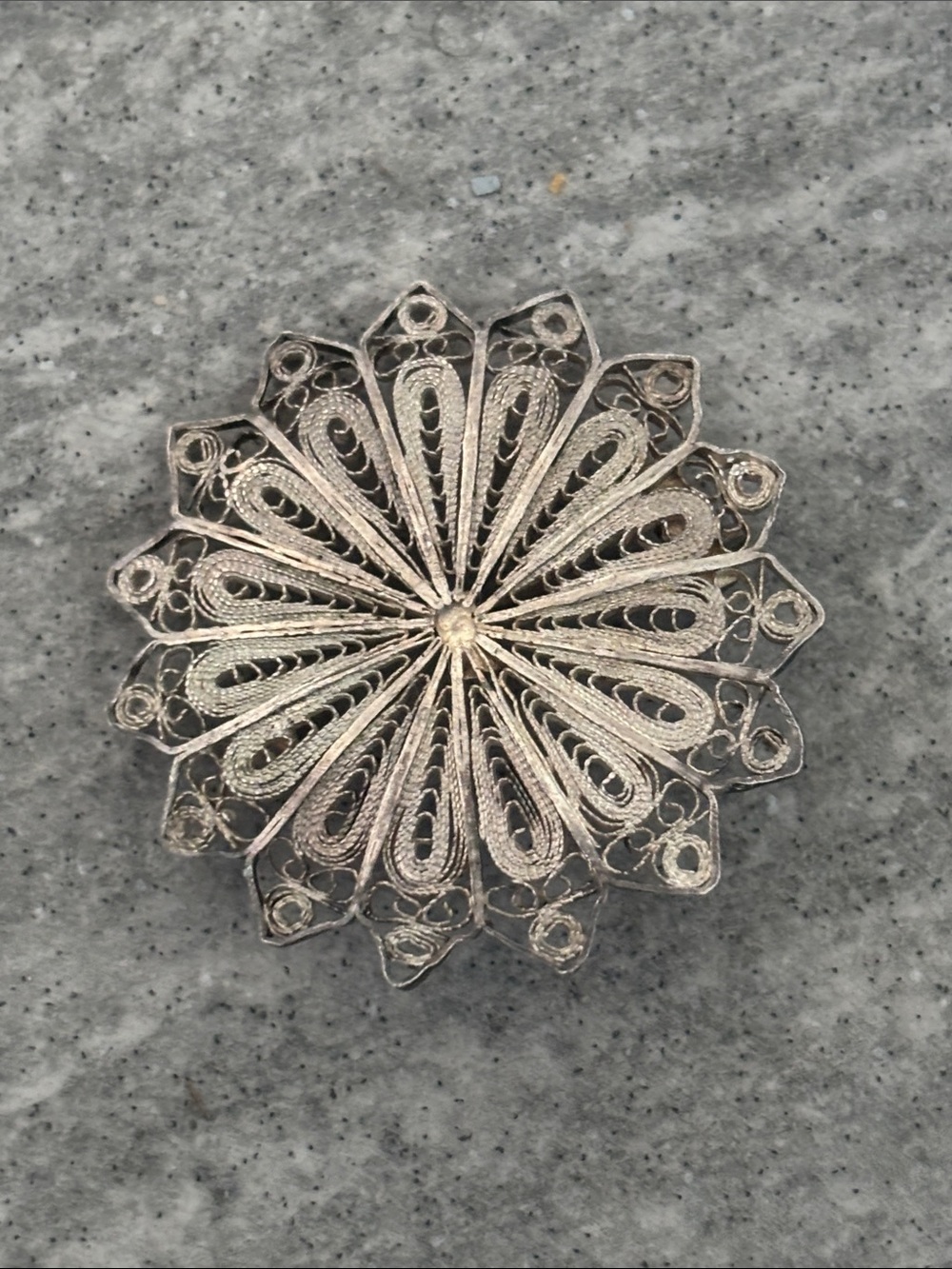 Antique Fine Jewelry: Sterling Silver
Filigree Floral Brooch Art Nouveau